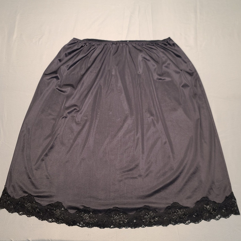 Vintage Bestform Half Slip Women 3X Black Lace Trim Silky Coquette Grandma 90s